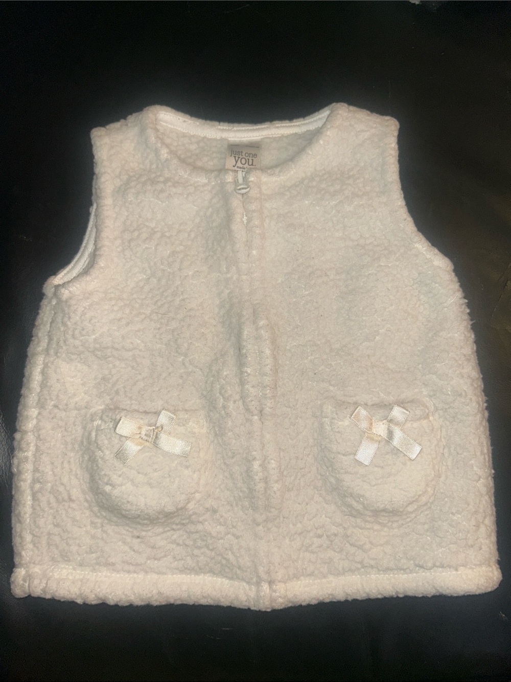 Carter's Cream Sherpa Vest with Bow Pocket Details